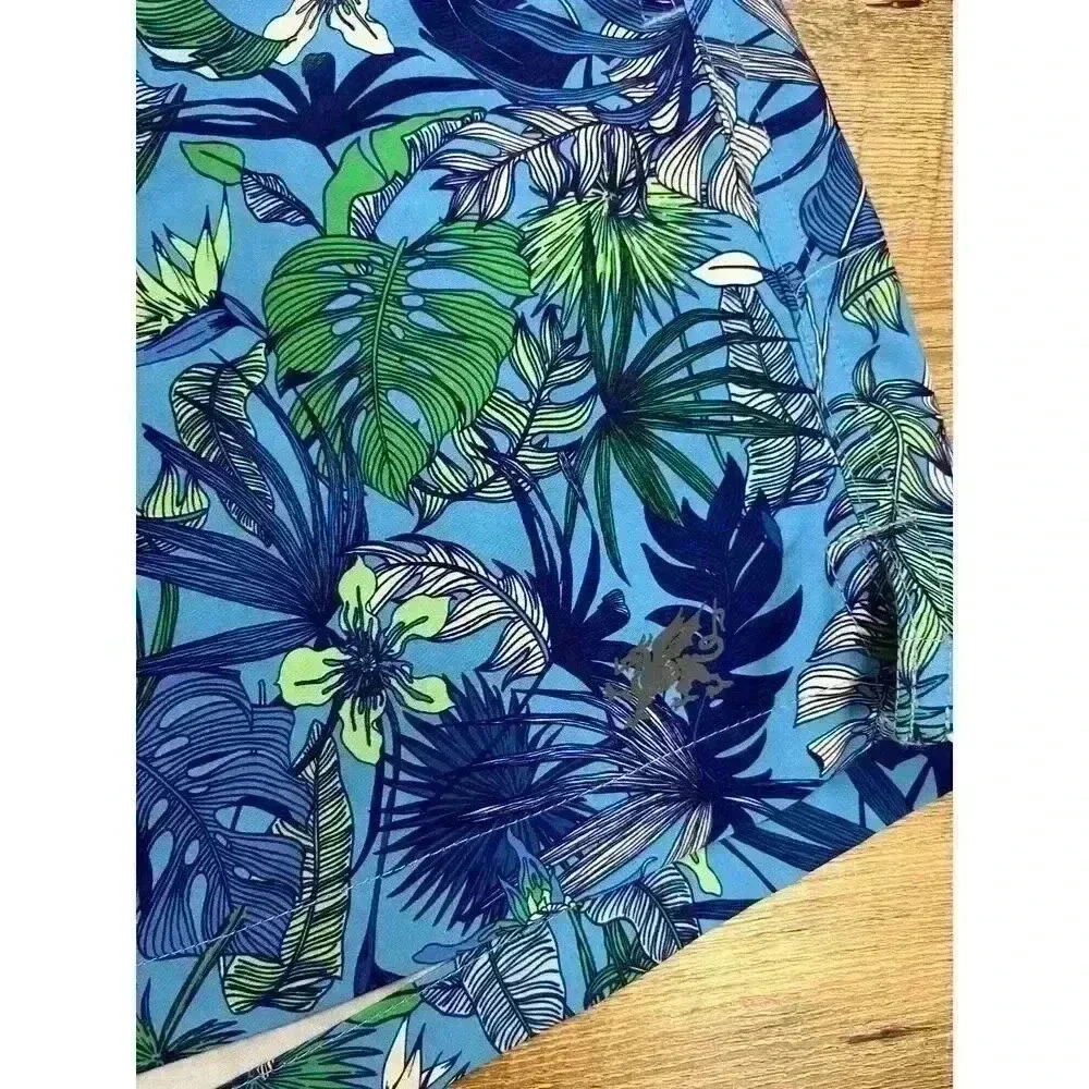 Lords of Harlech Quack Jungle Garden Blue Swim Trunks Men's L 3.5